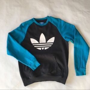 Adidas Black & Teal Sweatshirt with Trefoil Logo